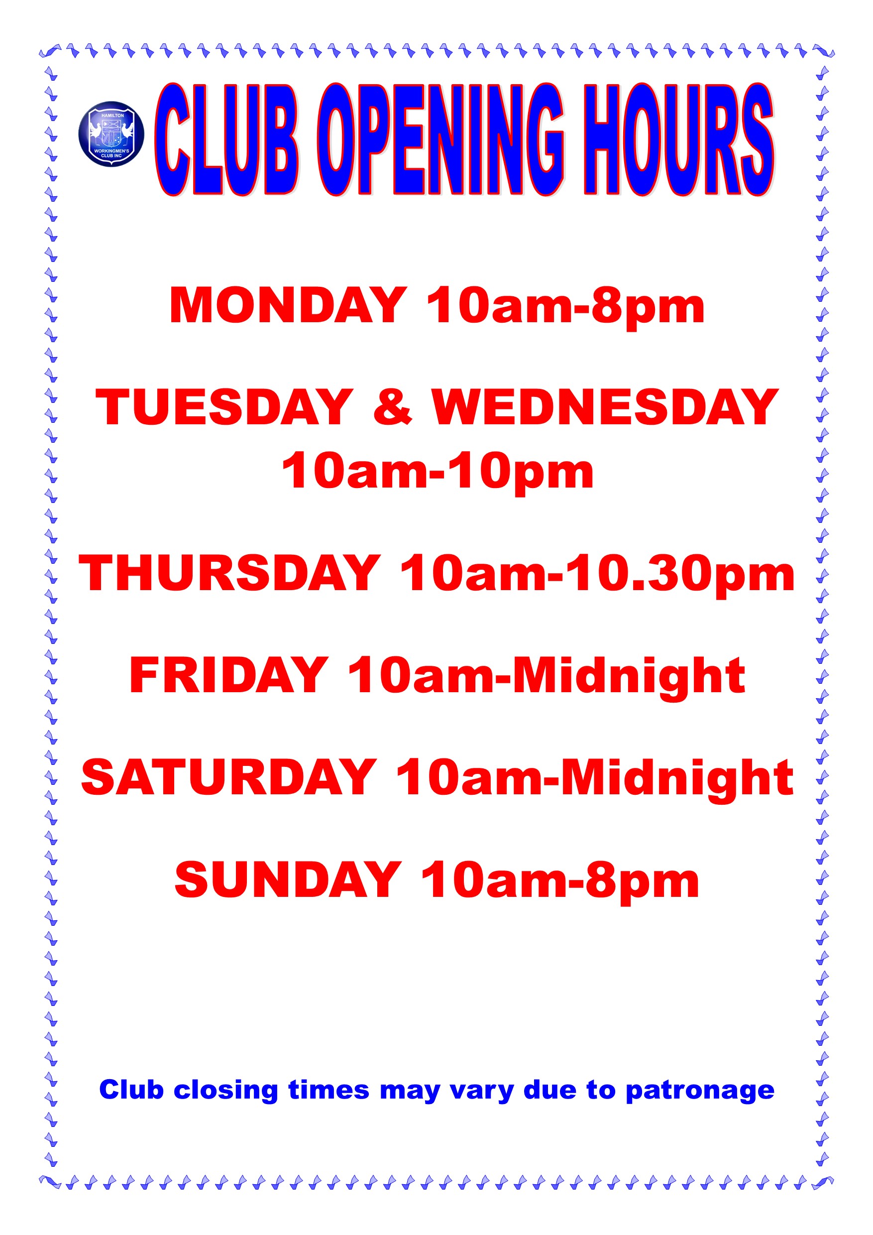 Club Hours 31 May 2022a Club Hours 31 May 2022a